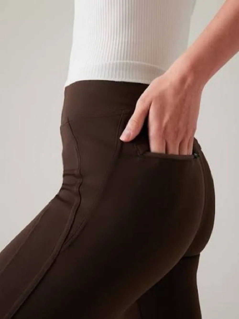 Athleta Delancey Skyline Tight Brown Ankle Zip Leggings XS brown